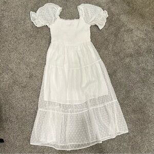 White polka dot flowy dress